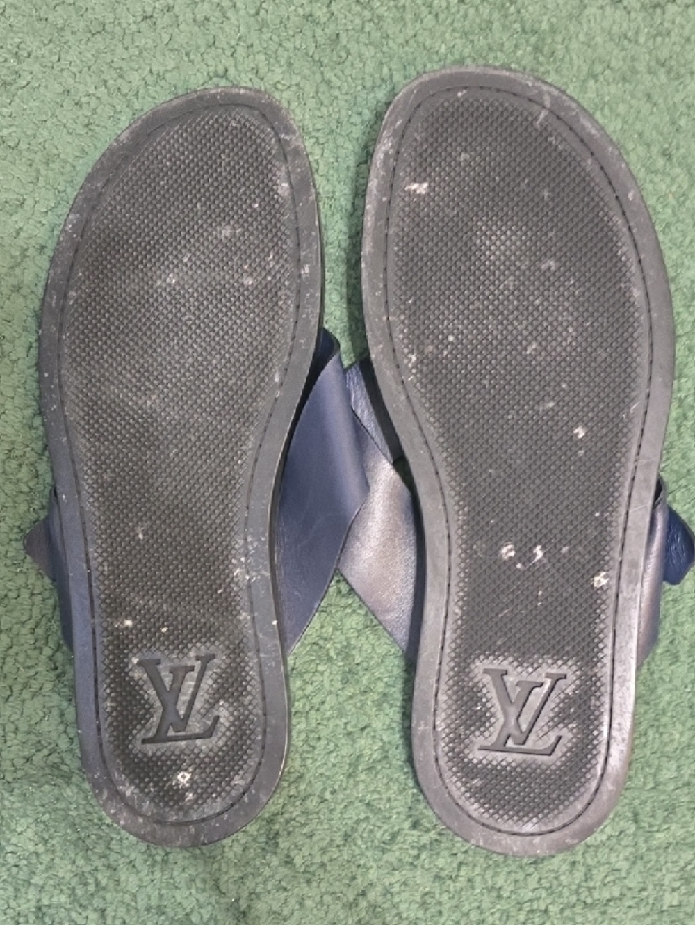 Louis Vuitton Navy Blue Graphic Print Toe-Post Sandals - Picture 2 of 2
